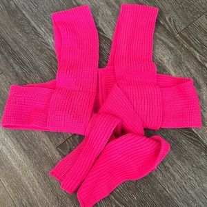 Hot Pink Knit Tie Up Top